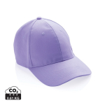 6-panel recycled cotton cap with AWARE™ tracer, 280 g/m² lilac colour