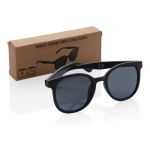 Retro straw-fibre sunglasses with UV400 protection black colour