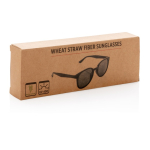 Retro straw-fibre sunglasses with UV400 protection black colour