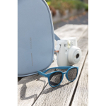 Retro straw-fibre sunglasses with UV400 protection blue colour