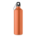 Leak-proof bottle, recycled stainless steel, 750ml orange colour