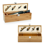 Wine set in elegant bamboo and metal box various colours