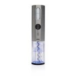 Electric wine opener in stainless steel, USB rechargeable grey colour