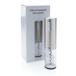 Electric wine opener in stainless steel, USB rechargeable grey colour