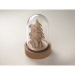 Wooden Christmas ornament, transparent casing, LED light wood colour second photographic view