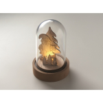 Wooden Christmas ornament, transparent casing, LED light wood colour third photographic view