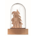Wooden Christmas ornament, transparent casing, LED light wood colour fourth view