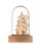 Wooden Christmas ornament, transparent casing, LED light wood colour fifth view