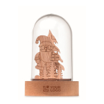 Wooden Christmas ornament, transparent casing, LED light wood colour view with print area