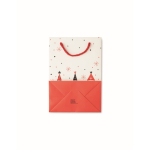 Small Christmas paper gift bag, festive theme white colour sixth view