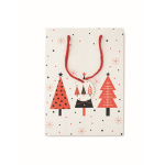 Medium Christmas paper gift bag, festive theme white colour third view