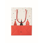 Medium Christmas paper gift bag, festive theme white colour sixth view