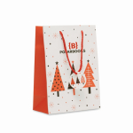 Medium Christmas paper gift bag, festive theme white colour main view