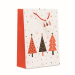 Large Christmas paper gift bag, festive theme white colour