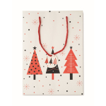 Large Christmas paper gift bag, festive theme white colour third view