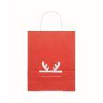 Small Christmas paper gift bag, EU made red colour fourth view