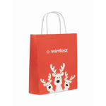 Small Christmas paper gift bag, EU made red colour main view