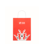 Small Christmas paper gift bag, EU made red colour view with print area