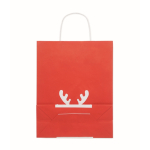 Medium Christmas paper gift bag, EU made red colour fourth view