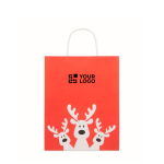 Medium Christmas paper gift bag, EU made red colour view with print area