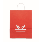 Large Christmas paper gift bag, EU made red colour fourth view