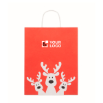 Large Christmas paper gift bag, EU made red colour view with print area