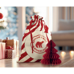 Large Christmas gift bag, drawstring closure, 50x70 cm red colour second ambient view 2
