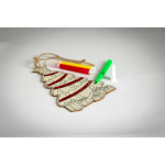 Christmas hanging ornament, wooden tree shape, colouring design wood colour fourth photographic view