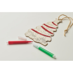 Christmas hanging ornament, wooden tree shape, colouring design wood colour eighth photographic view