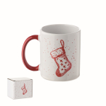 Ceramic mug, Christmas design, matching handle, 300 ml red colour