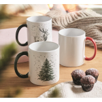 Ceramic mug, Christmas design, matching handle, 300 ml red colour ambient view