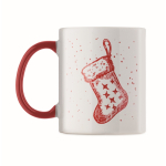 Ceramic mug, Christmas design, matching handle, 300 ml red colour fourth view