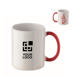 Ceramic mug, Christmas design, matching handle, 300 ml red colour view with print area