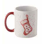 Ceramic mug, Christmas design, matching handle, 300 ml red colour