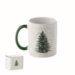 Ceramic mug, Christmas design, matching handle, 300 ml green colour