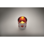 LED candle, glass jar, Christmas stars red colour fourth photographic view