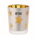 LED candle, glass jar, Christmas stars gold colour view with print area