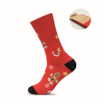 Pair of Christmas socks, customisable tag red colour