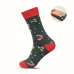Pair of Christmas socks, customisable tag green colour