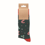 Pair of Christmas socks, customisable tag green colour fifth view