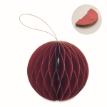 Foldable paper ornament, Christmas bauble shape red colour