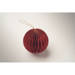 Foldable paper ornament, Christmas bauble shape red colour second photographic view
