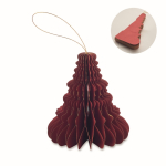 Foldable paper hanging ornament, Christmas tree shape red colour