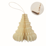 Foldable paper hanging ornament, Christmas tree shape beige colour