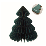 Foldable paper ornament, Christmas tree shape green colour view with print area