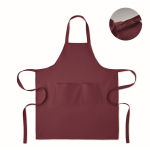 Apron, adjustable neck, front pockets, 240 g/m2 burgundy colour