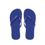 Branded plastic flip-flops, beach, single colour blue colour view with print area