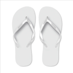 Branded plastic flip-flops, beach, single colour white colour