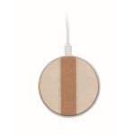 Wireless phone charger, cotton and cork, 15W white colour sixth view