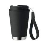 Double-wall travel mug, RPET strap, 300 ml black colour eighth view